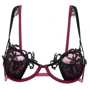 New! Bluebella Dina Lace Bra Black and Red Strappy Size 32E (DD) 1717